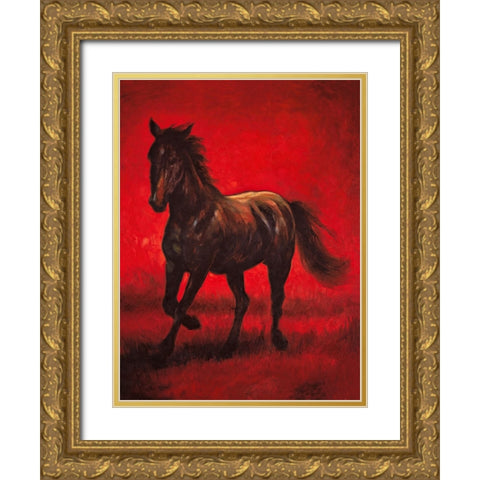 Stallion II Gold Ornate Wood Framed Art Print with Double Matting by Vargas, Ricardo