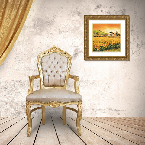 Valley of Sunflowers Gold Ornate Wood Framed Art Print with Double Matting by Leblanc, Richard