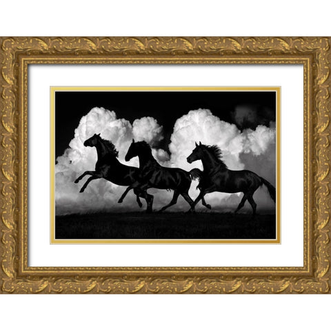 Wild Horses Gold Ornate Wood Framed Art Print with Double Matting by Carter, Samantha
