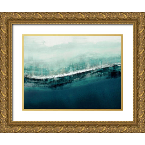 Flowing Cerulian Gold Ornate Wood Framed Art Print with Double Matting by Messina, Jake