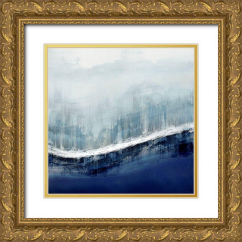 Flowing Blue Gold Ornate Wood Framed Art Print with Double Matting by Messina, Jake