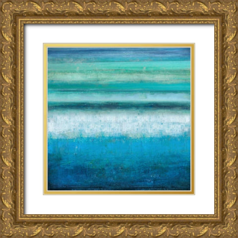 Aqua Tranquility Gold Ornate Wood Framed Art Print with Double Matting by Hamilton, Taylor