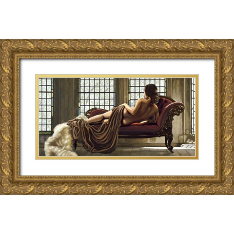 Golden Woman Gold Ornate Wood Framed Art Print with Double Matting by Page, Thomas