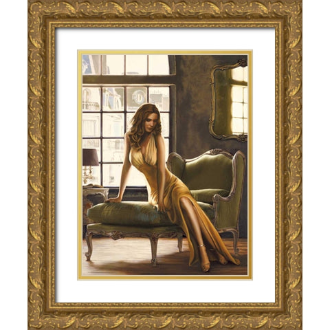The Pose Gold Ornate Wood Framed Art Print with Double Matting by Page, Thomas