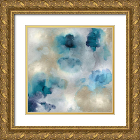 Aqua Movement II Gold Ornate Wood Framed Art Print with Double Matting by Mitchell, Lauren