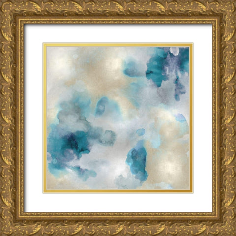 Aqua Movement III Gold Ornate Wood Framed Art Print with Double Matting by Mitchell, Lauren