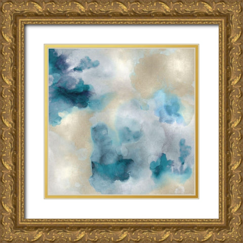 Aqua Movement IV Gold Ornate Wood Framed Art Print with Double Matting by Mitchell, Lauren