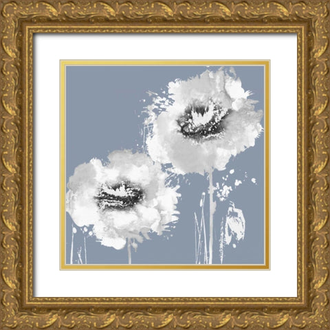 Flower Burst on Grey I Gold Ornate Wood Framed Art Print with Double Matting by Austin, Vanessa