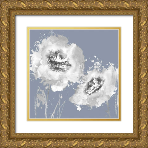 Flower Burst on Grey II Gold Ornate Wood Framed Art Print with Double Matting by Austin, Vanessa