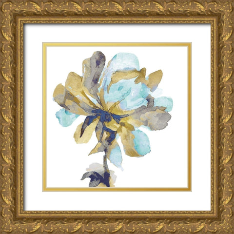Fresh Bloom Aqua I Gold Ornate Wood Framed Art Print with Double Matting by Austin, Vanessa