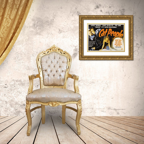 Cat People Gold Ornate Wood Framed Art Print with Double Matting by Anonymous