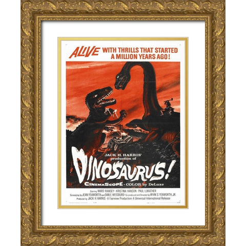 Dinosaurus Gold Ornate Wood Framed Art Print with Double Matting by Anonymous