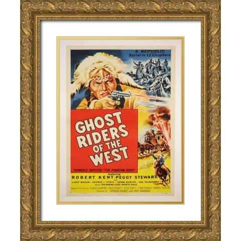 Ghost Rider Gold Ornate Wood Framed Art Print with Double Matting by Anonymous