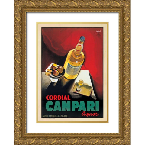 Cordial Campari Gold Ornate Wood Framed Art Print with Double Matting by Nizzoli, Marcello