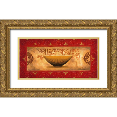 Tibetan Panel Gold Ornate Wood Framed Art Print with Double Matting by Wong-Li