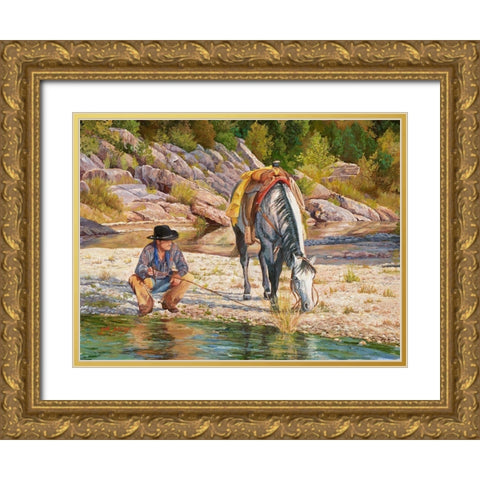 Taking Ten Gold Ornate Wood Framed Art Print with Double Matting by Dudley, June