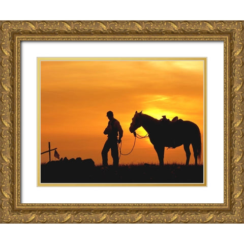 Evening Visit Gold Ornate Wood Framed Art Print with Double Matting by Dawson, Robert