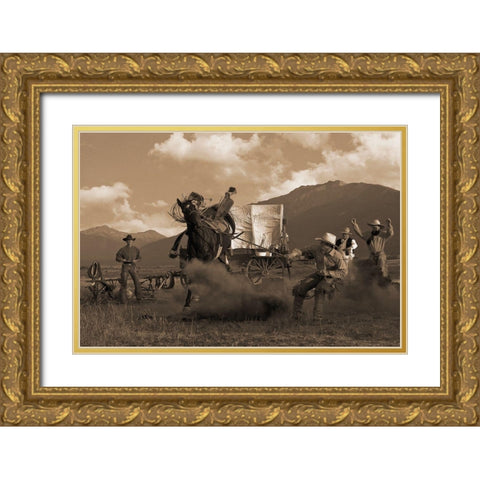 Bucking the Biscuits Gold Ornate Wood Framed Art Print with Double Matting by Dawson, Robert