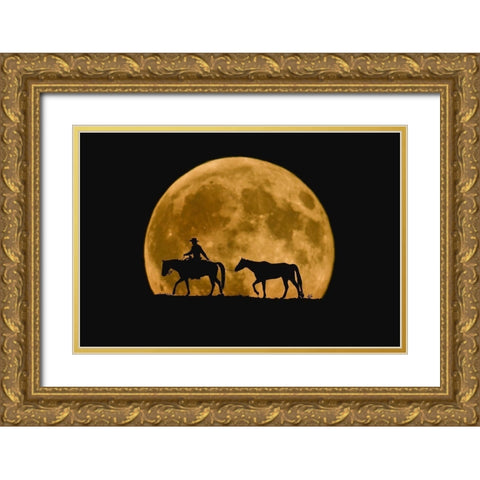 Full Moon Ride Gold Ornate Wood Framed Art Print with Double Matting by Dawson, Robert