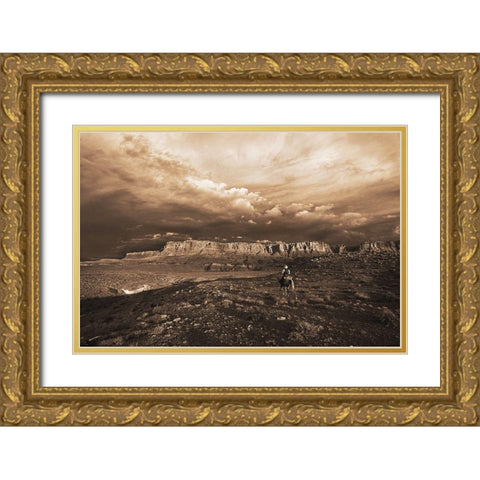 Arizona Morning Gold Ornate Wood Framed Art Print with Double Matting by Dawson, Robert