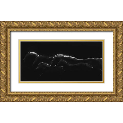 Moonlight Runners Gold Ornate Wood Framed Art Print with Double Matting by Dawson, Robert