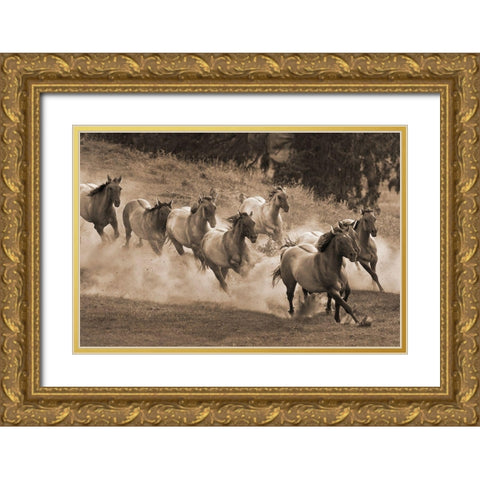 Leader of the Pack Gold Ornate Wood Framed Art Print with Double Matting by Dawson, Robert
