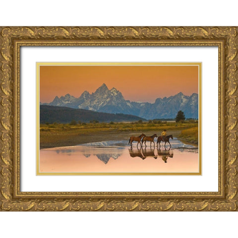 Early Morning Gold Ornate Wood Framed Art Print with Double Matting by Dawson, Robert