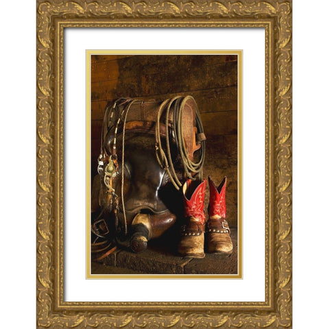 In the Barn Gold Ornate Wood Framed Art Print with Double Matting by Dawson, Robert