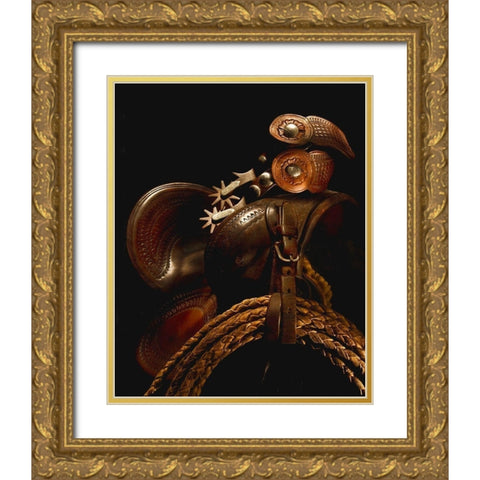 Circa 1910 Gold Ornate Wood Framed Art Print with Double Matting by Dawson, Robert