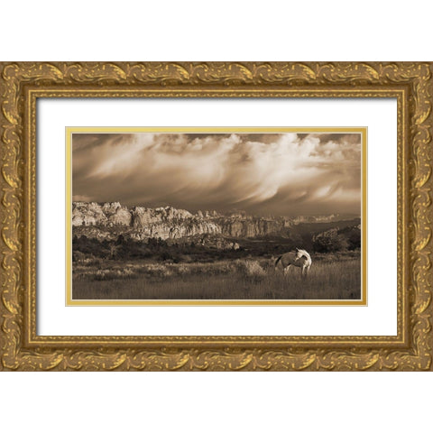 On the Utah Plains Gold Ornate Wood Framed Art Print with Double Matting by Dawson, Robert
