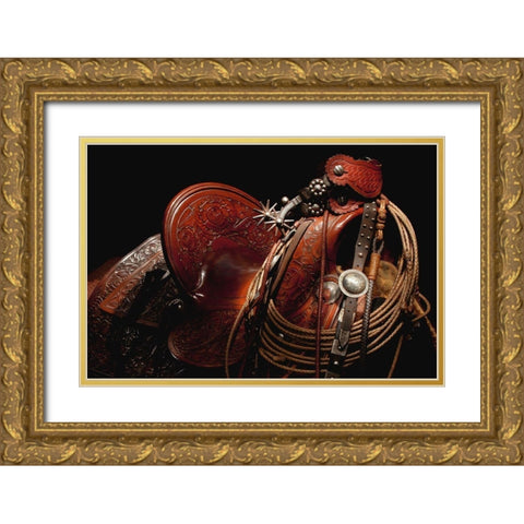Old Macs Gear Gold Ornate Wood Framed Art Print with Double Matting by Dawson, Robert