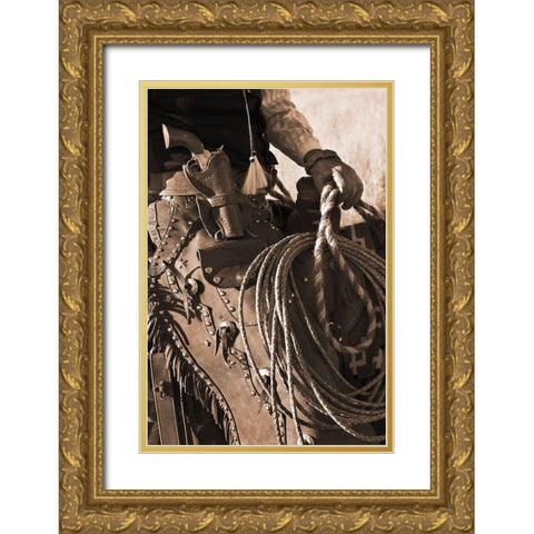 Range Rider III Gold Ornate Wood Framed Art Print with Double Matting by Dawson, Robert
