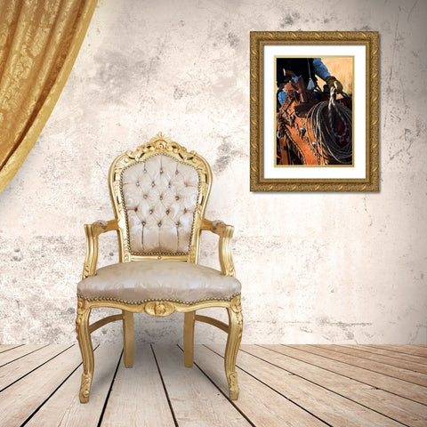 Range Rider III ~ Color Gold Ornate Wood Framed Art Print with Double Matting by Dawson, Robert