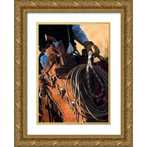 Range Rider III ~ Color Gold Ornate Wood Framed Art Print with Double Matting by Dawson, Robert