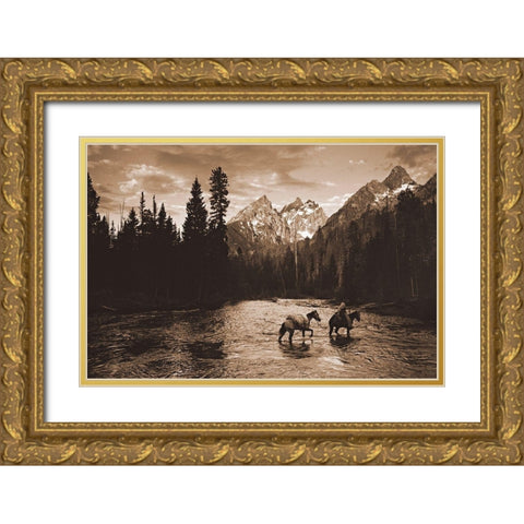 River Crossing I Gold Ornate Wood Framed Art Print with Double Matting by Dawson, Robert