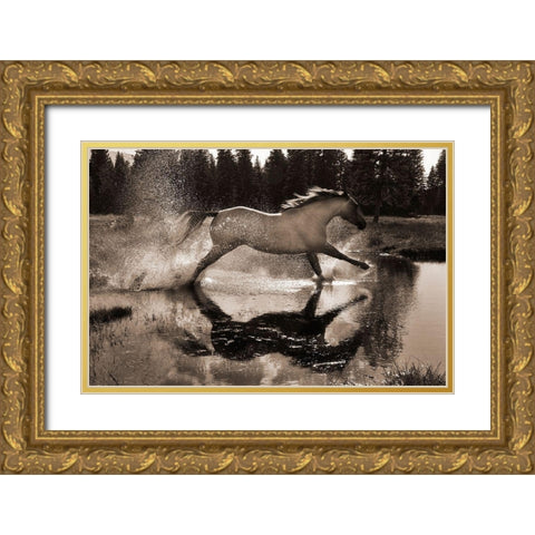 Running Water III Gold Ornate Wood Framed Art Print with Double Matting by Dawson, Robert