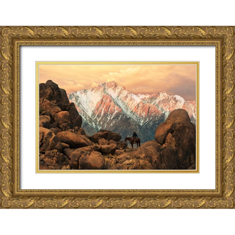 Sierra Morning Gold Ornate Wood Framed Art Print with Double Matting by Dawson, Robert