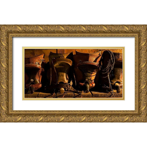 Saddle Row Gold Ornate Wood Framed Art Print with Double Matting by Dawson, Robert