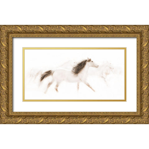 The Mustangs Gold Ornate Wood Framed Art Print with Double Matting by Dawson, Robert