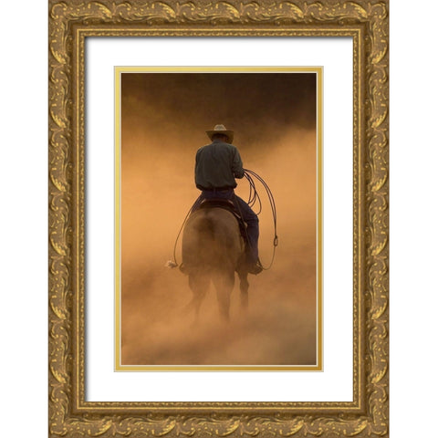 Teo On the Ranch Gold Ornate Wood Framed Art Print with Double Matting by Dawson, Robert