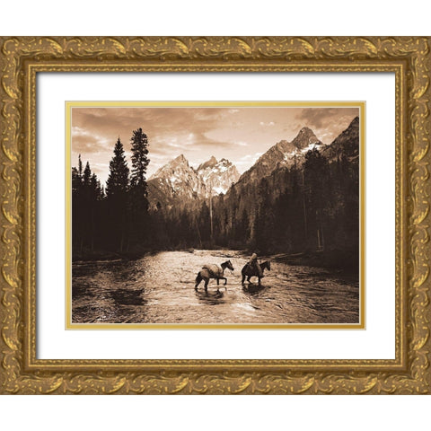 Teton Crossing Gold Ornate Wood Framed Art Print with Double Matting by Dawson, Robert