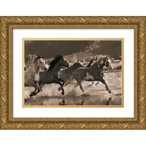 The Big Race Gold Ornate Wood Framed Art Print with Double Matting by Dawson, Robert