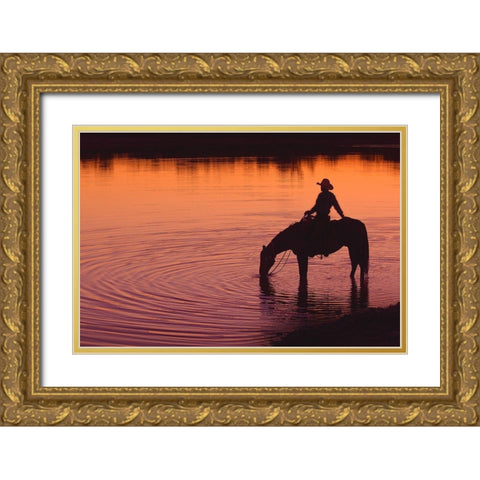 Texas Sunset Gold Ornate Wood Framed Art Print with Double Matting by Dawson, Robert