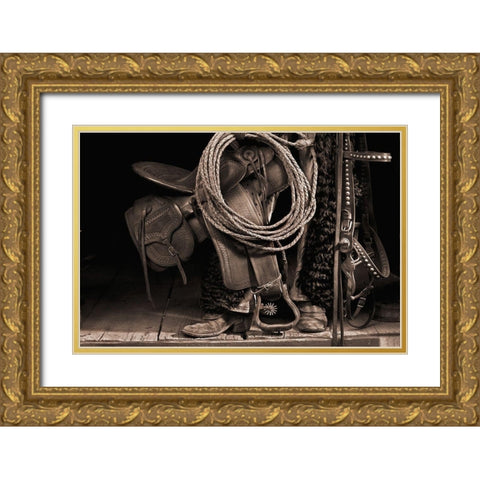 Waiting for A Ride Gold Ornate Wood Framed Art Print with Double Matting by Dawson, Robert