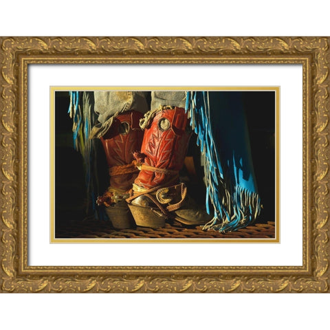Work Boots Gold Ornate Wood Framed Art Print with Double Matting by Dawson, Robert