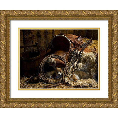 Waiting for the Boss Gold Ornate Wood Framed Art Print with Double Matting by Dawson, Robert