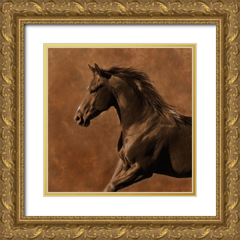Westward Gallop Gold Ornate Wood Framed Art Print with Double Matting by Dawson, Robert