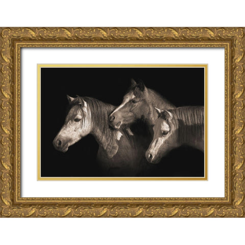 Three Ponies Gold Ornate Wood Framed Art Print with Double Matting by Dawson, Robert