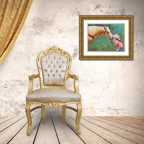 The First Kiss Gold Ornate Wood Framed Art Print with Double Matting by Dudley, June