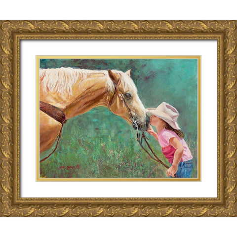 The First Kiss Gold Ornate Wood Framed Art Print with Double Matting by Dudley, June
